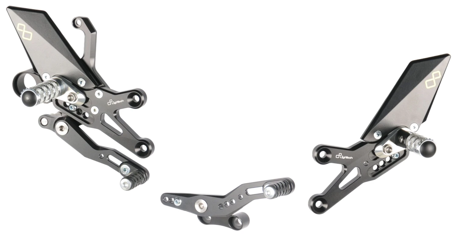 Lightech Track System Rearsets Honda CBR1000RR 2008-2023 Fixed Footpegs / Black/SIlver [Previously Installed]